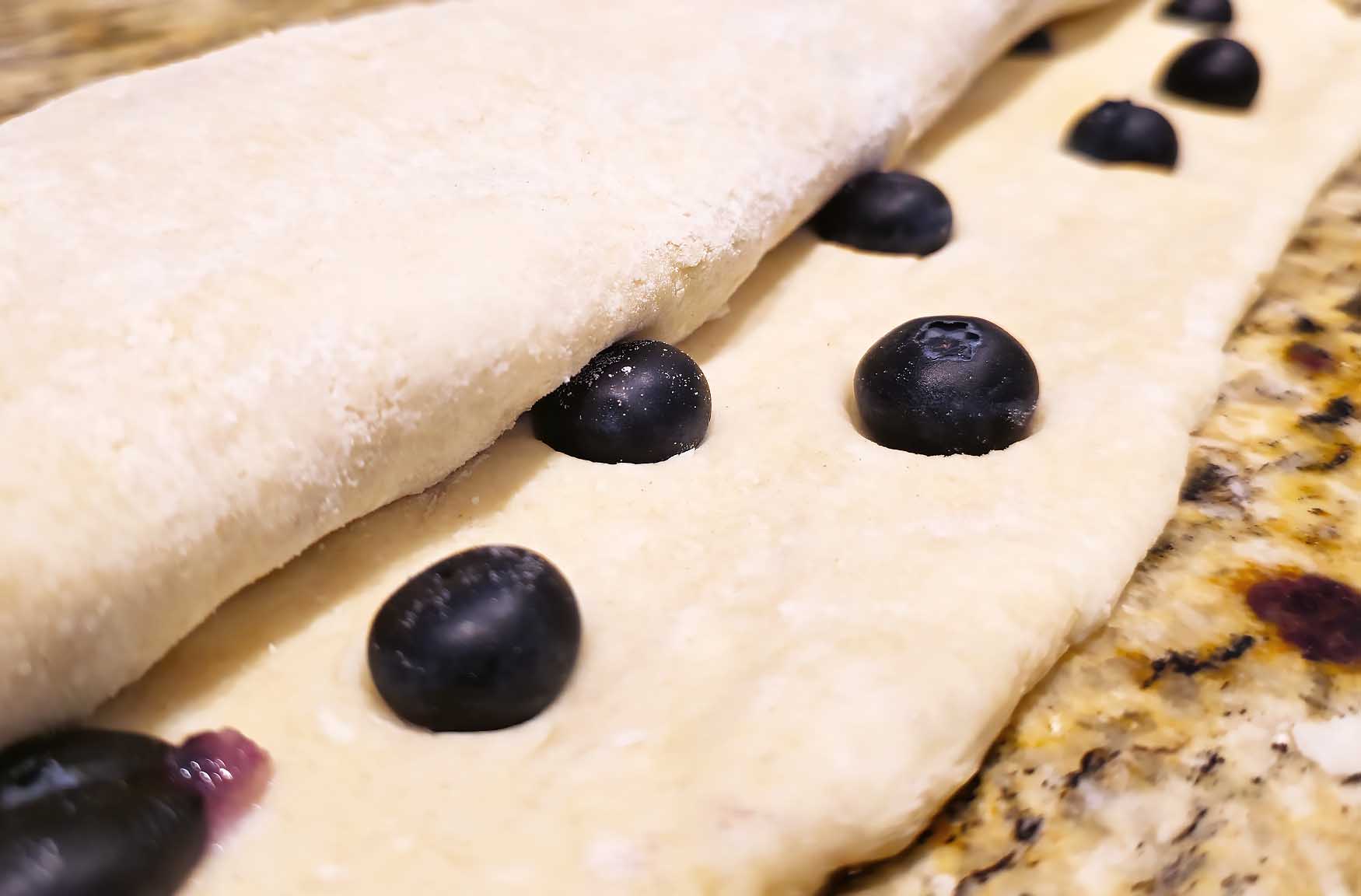 Rolling the Blueberry Scone dough