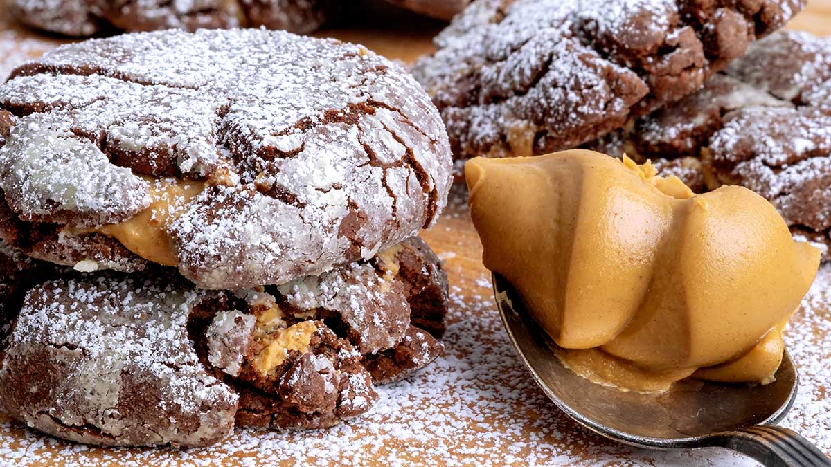 The Best Peanut Butter Stuffed Chocolate Crinkle Cookies Recipe
