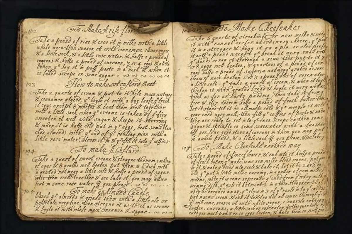 Original Handwritten Martha Washington Cookbook Cheesecake Recipe