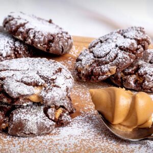 The Best Peanut Butter Stuffed Chocolate Crinkle Cookies Recipe