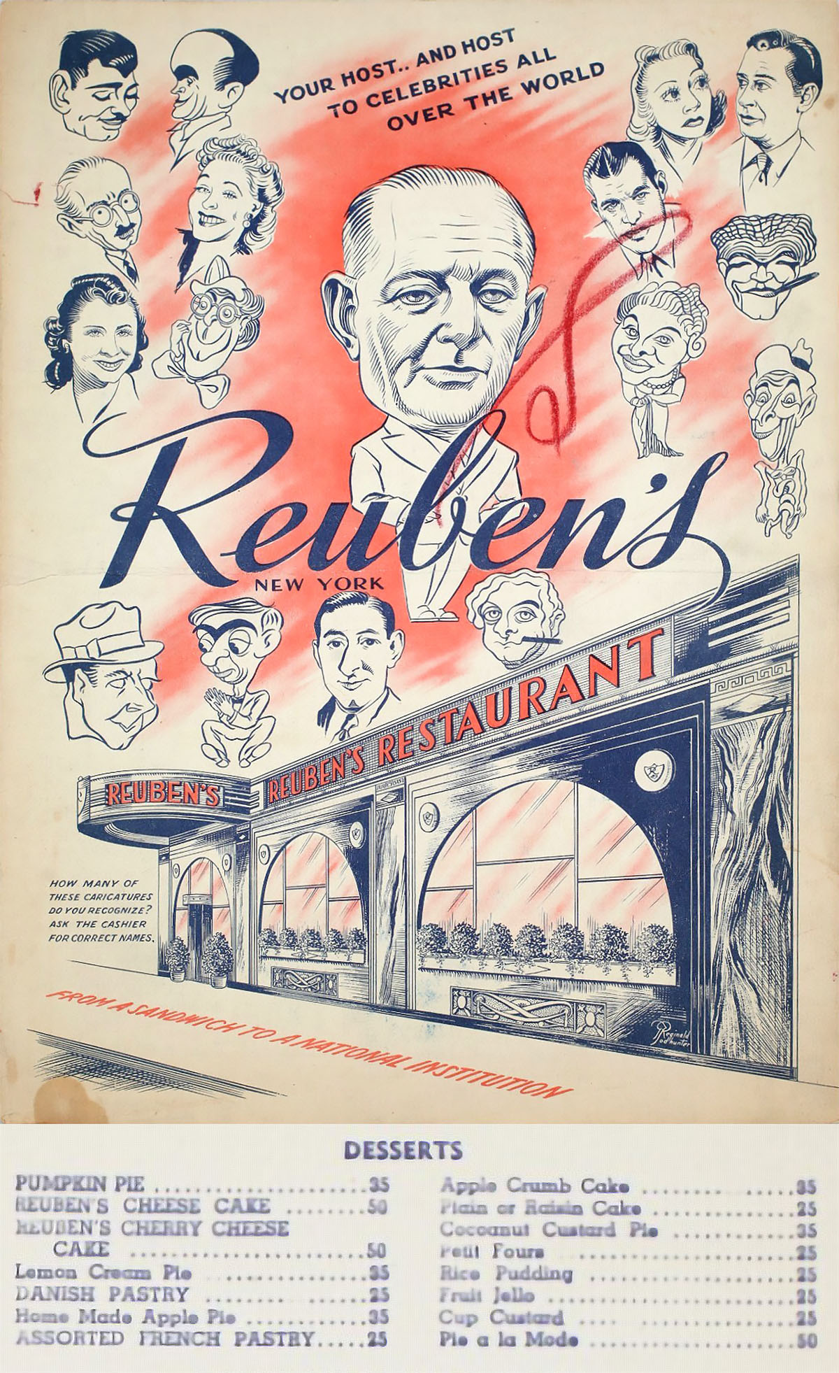 Reuben's Restaurant in New York invented cheesecake