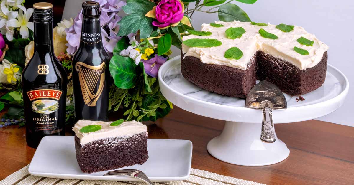 St. Patrick's Day Cake: Guinness Chocolate Cake with Baileys Irish Cream Buttercream